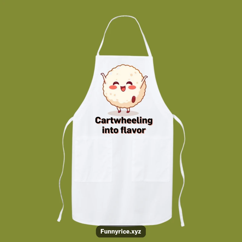 Funny Cheerful Rice Ball Cartwheel Apron - Cook with Energetic Flair