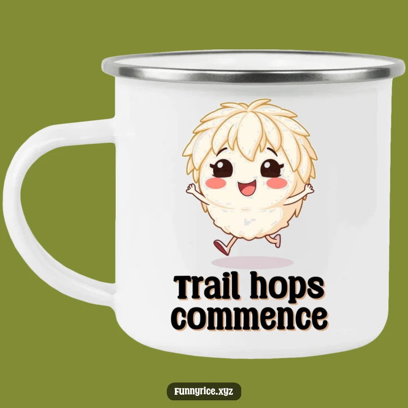 Funny Hopping Rice Camping Mug: Your Cheerful Trail Companion