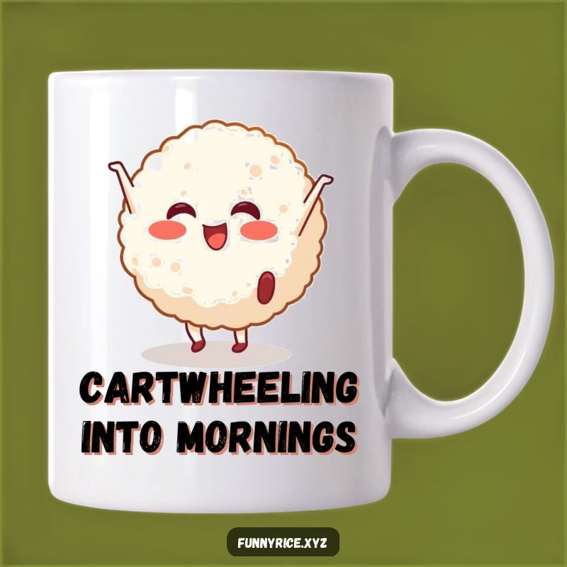 Funny Cheerful Rice Ball Cartwheel Mug - Hilarious Gift for Active Fun Lovers