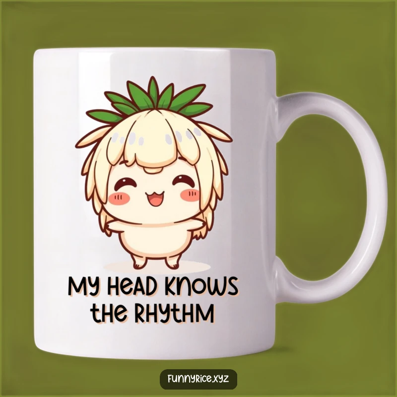 Funny Rice Head Bob Mug: Comical Character Bobbing Design, Perfect Gift
