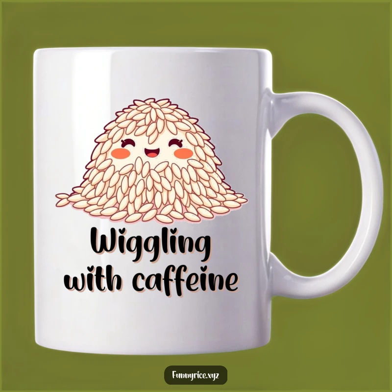 Funny Happy Rice Grains Wiggle Mug - Joyful Gift for Rice Enthusiasts