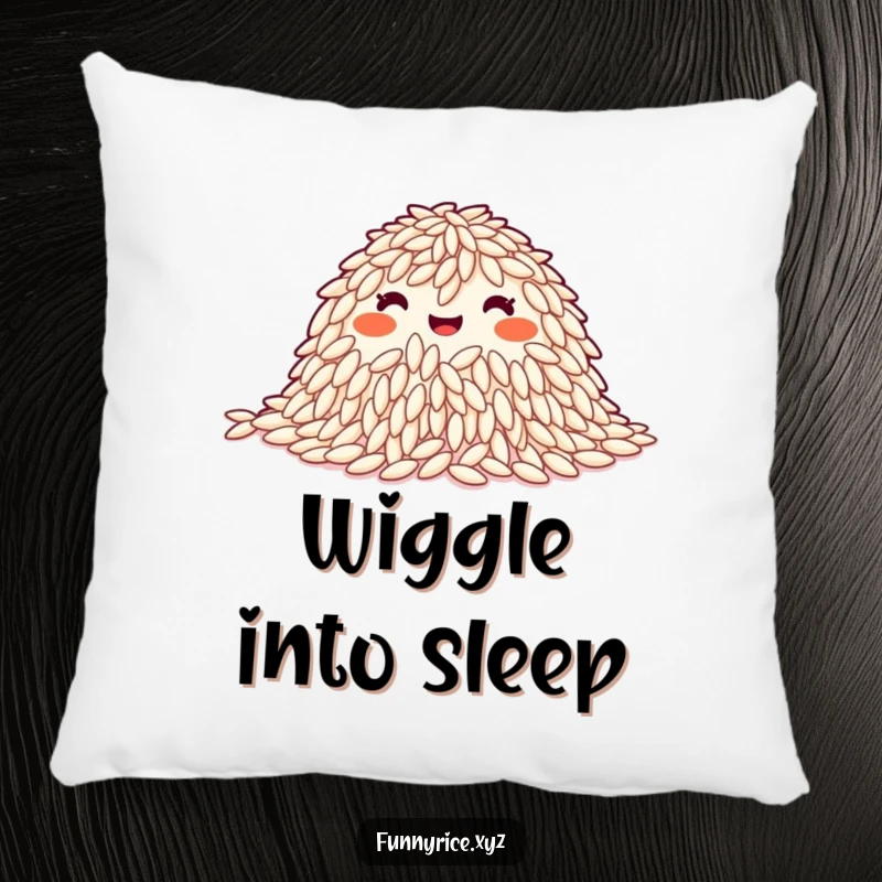 Funny Pillow: A happy pile of rice grains in a synchronized wiggle, ideal for snuggly comfort and humorous charm.