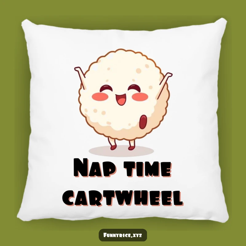 Funny Cartwheeling Rice Ball Pillow - Cozy Comfort with a Spirited Swirl