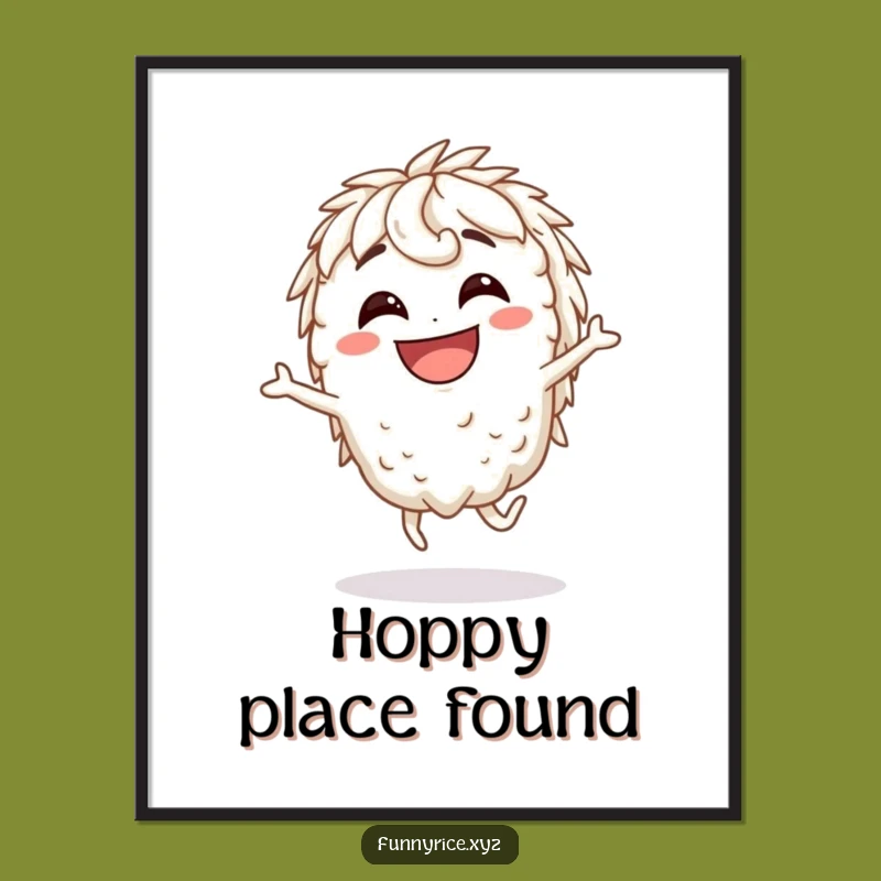 Funny Grinning Rice Character Hop Digital Print - Instant Joy for Your Walls