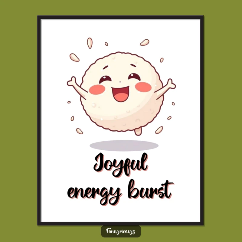Funny Bouncing Rice Ball Digital Art: Printable Energy