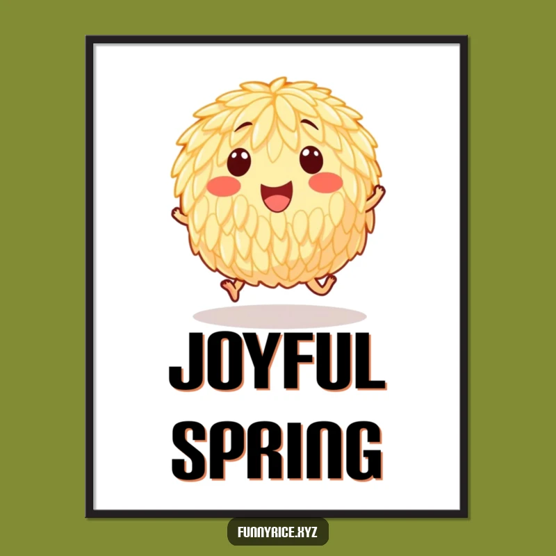 Funny Hopping Rice Art Print: Instant Energetic Decor, Unique Humorous Gift