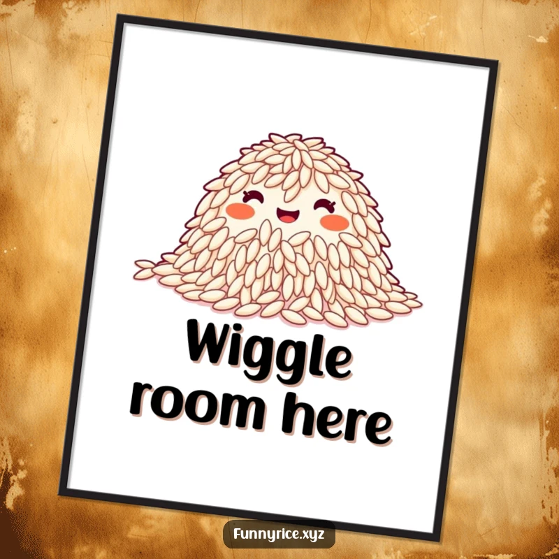 Funny Digital Art Print: A happy pile of rice grains in a synchronized wiggle, a downloadable piece of animated fun.