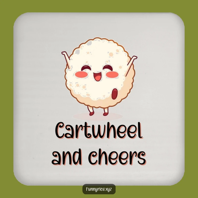 Funny Cartwheeling Rice Ball Coaster - Protect Surfaces with a Flip