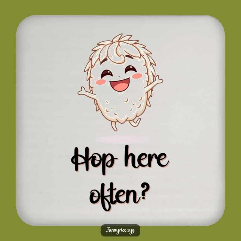 Funny Silly Hop Rice Character Coaster - Protect Surfaces with a Smile