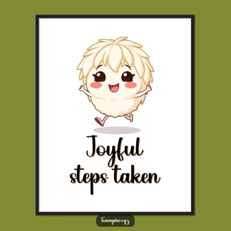 Funny Hopping Rice Poster: Bring Energy to Your Walls