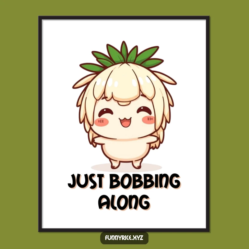 Funny Rice Head Bob Poster: Comical Character Art Print, Quirky Funny Gift