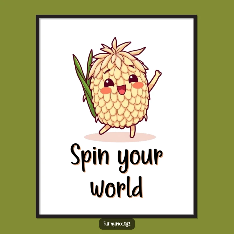 Funny Delighted Rice Grain Spin Poster - Bring Playful Motion to Walls