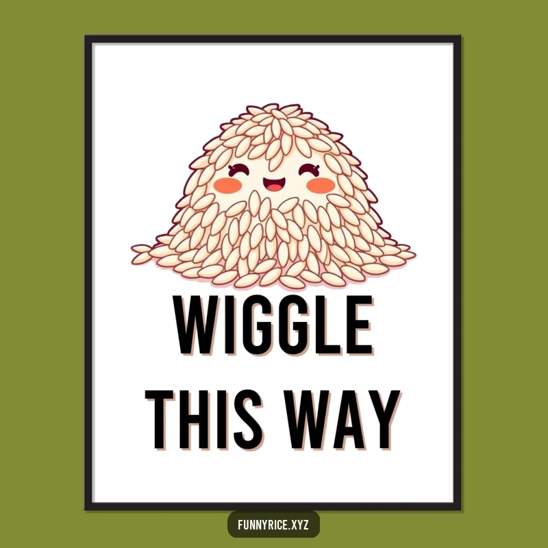 Funny Happy Rice Grains Wiggle Poster - Bring Syncopated Smiles to Walls