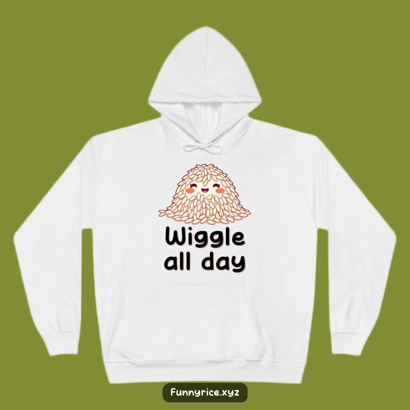 Funny Happy Rice Grains Wiggle Hoodie - Cozy Comfort with a Side of Fun