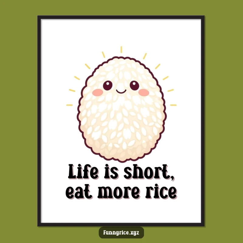 Funny Free Printable Wall Art: Beaming Rice Grain, Hilarious Downloadable Home Decor Gift