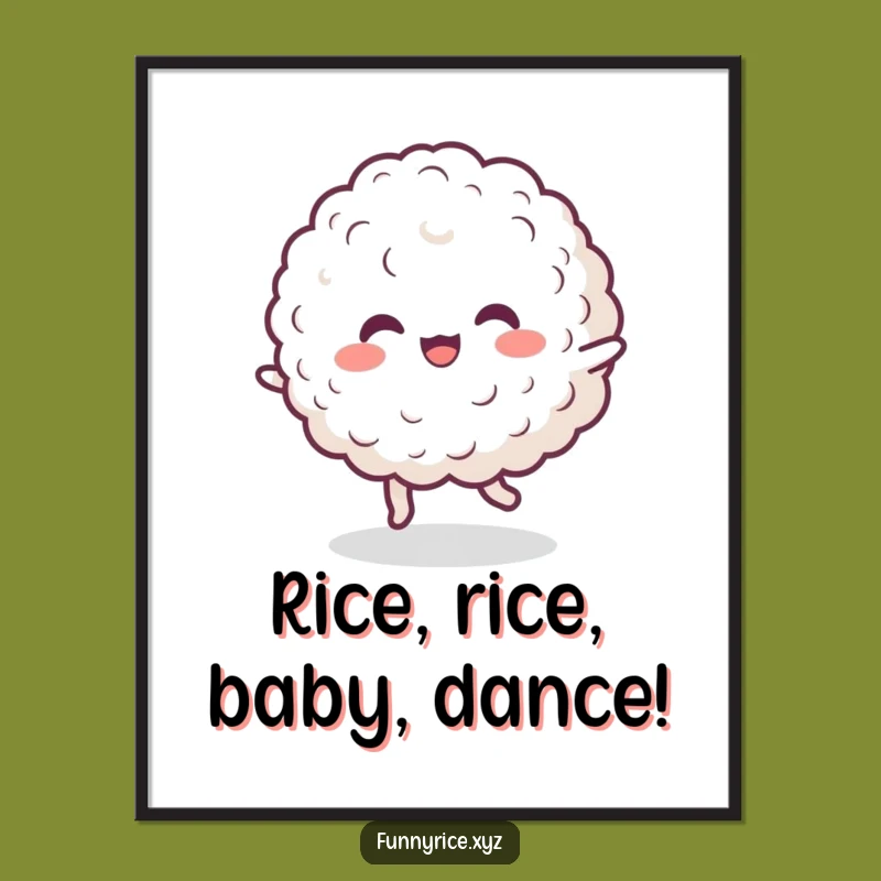 Funny Free Printable Wall Art: Dancing Rice Blob for Whimsical Home Decor