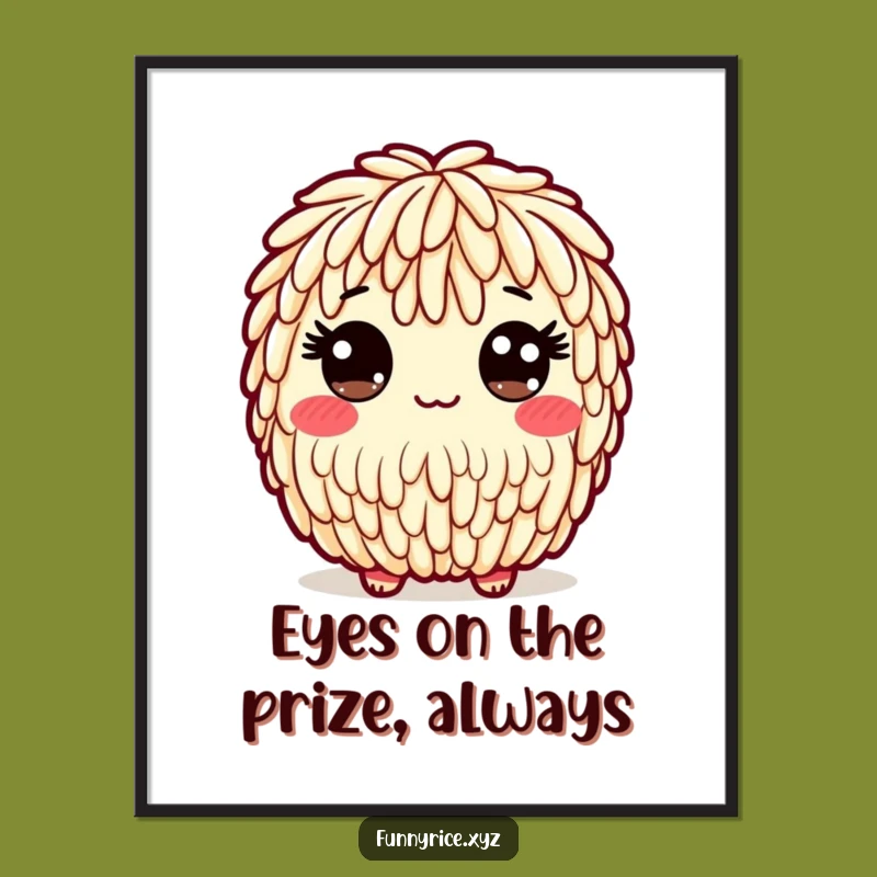 Funny Free Printable Wall Art: Wide-Eyed Rice Character, Hilarious Downloadable Decor