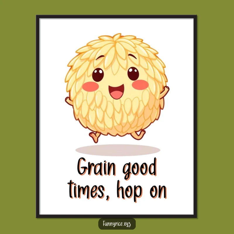Funny Free Printable Wall Art: Hopping Rice for Playful and Cheerful Decor