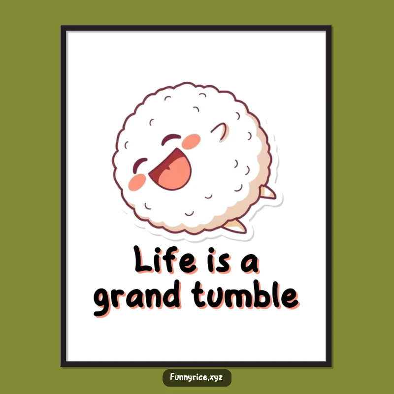 Funny Free Printable Wall Art: Laughing Rice Ball Tumble Downloadable Decor