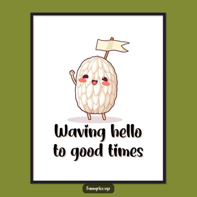 Funny Free Printable Wall Art: Waving Rice Grain, Hilarious Downloadable Decor
