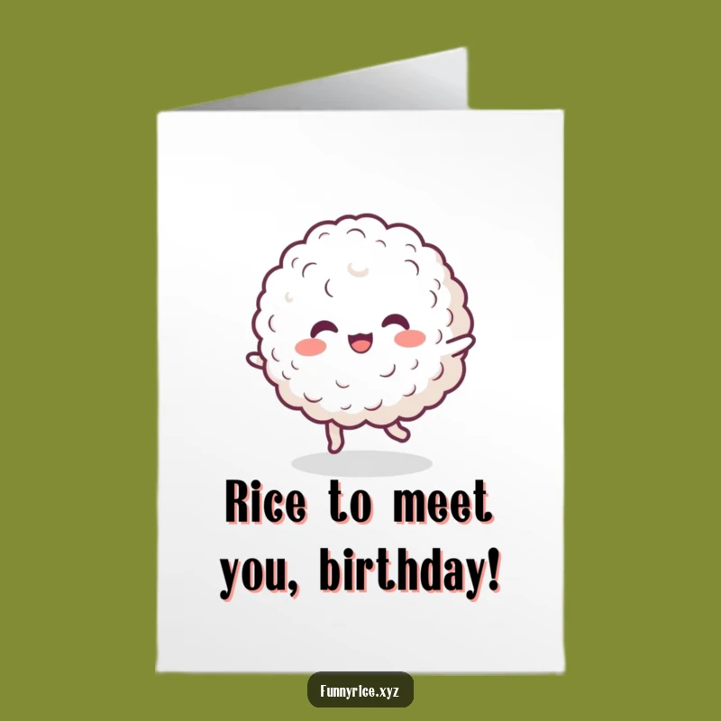 Free Printable Birthday Card: Dancing Rice Blob Fun for a Joyful Day