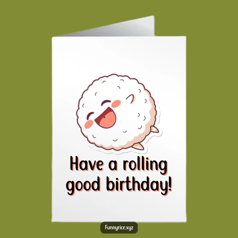 Free Printable Birthday Card: Laughing Rice Ball Tumble Funny Downloadable Gift