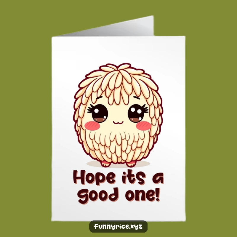Free Printable Birthday Card: Wide-Eyed Rice Character, Your Funny Downloadable Gift