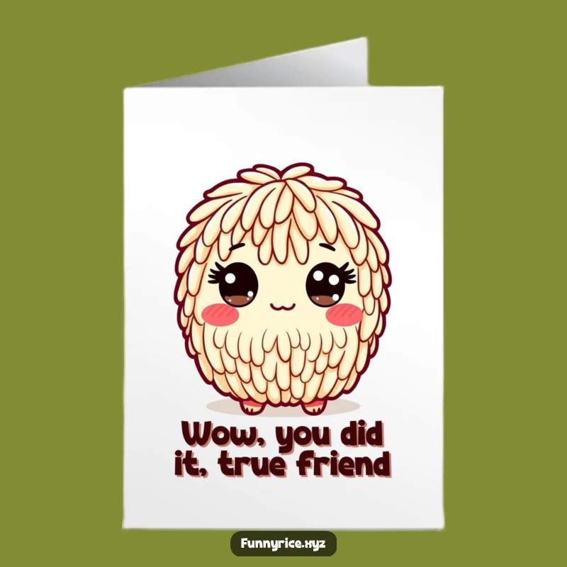 Free Printable Thank You Card: Wide-Eyed Rice Character, Your Funny Downloadable Gift