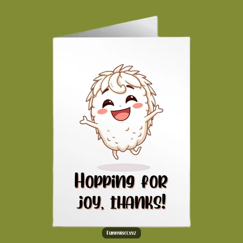 Free Printable Thank You Card: Funny Rice Hop for Gratitude Downloadable