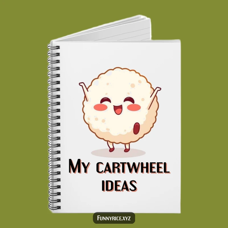 Funny Cartwheeling Rice Ball Notebook - Jot Down Your Energetic Ideas