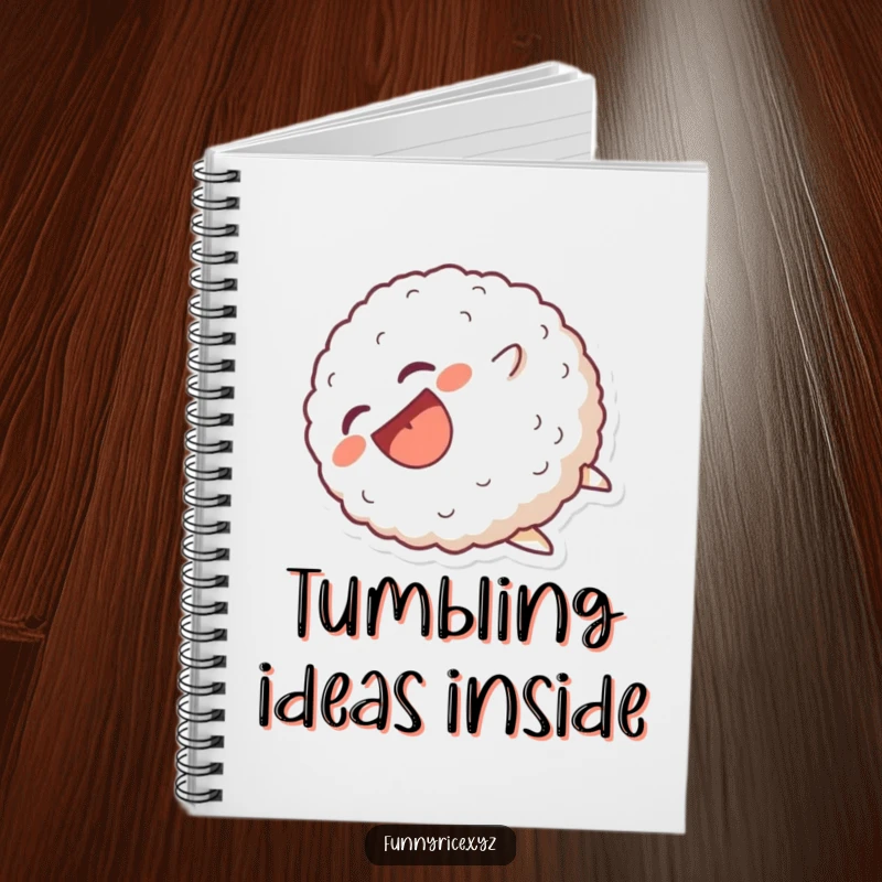 Funny Notebook: A laughing rice ball character tumbling head over heels, inspiring wild and funny thoughts.