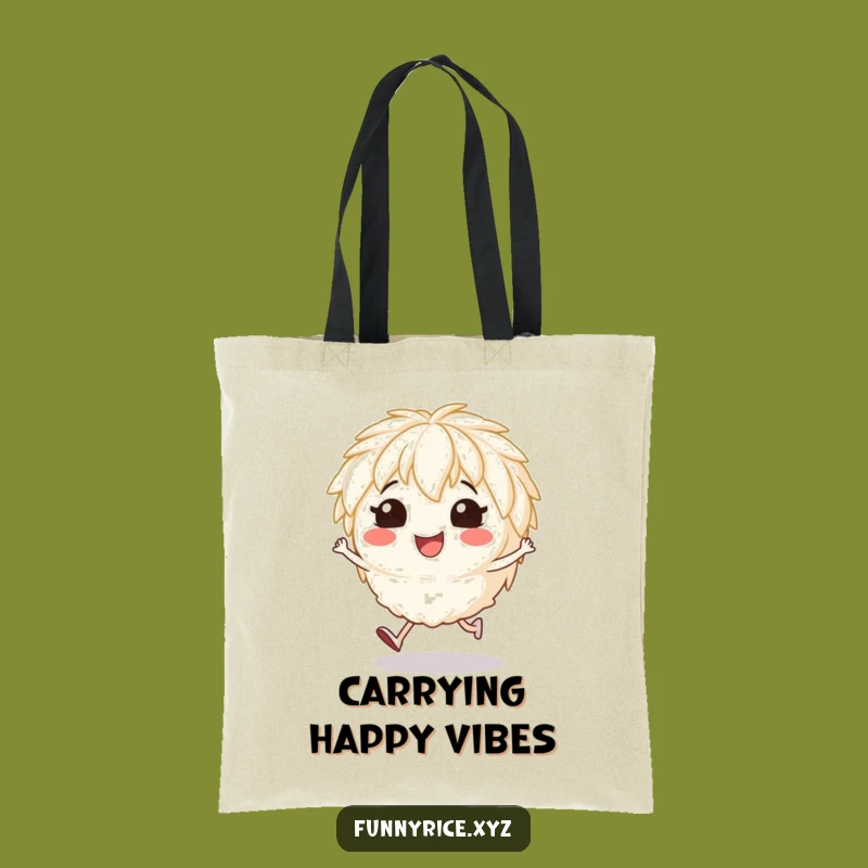 Funny Hopping Rice Tote Bag: Carry Your Cheer Everywhere