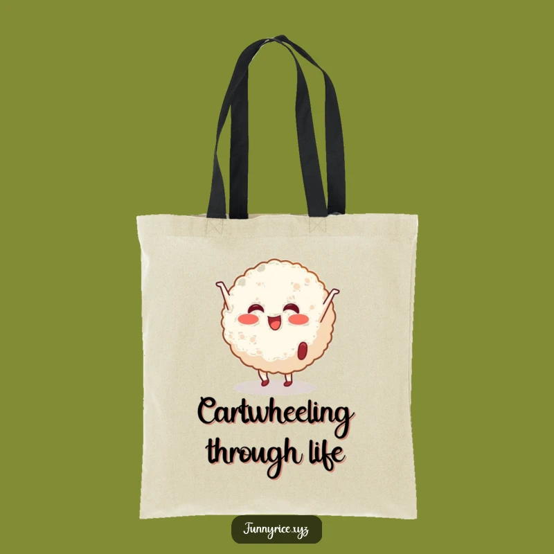 Funny Cartwheeling Rice Ball Tote Bag - Carry Your Active Fun