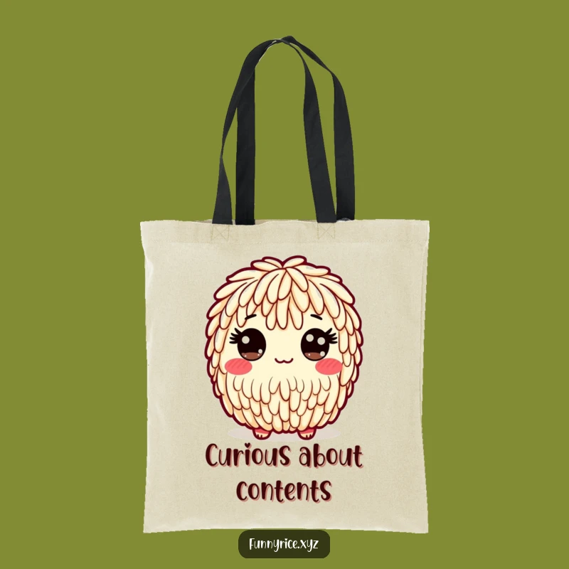 Funny Wide-Eyed Rice Tote Bag: Carry Your Playful Charm
